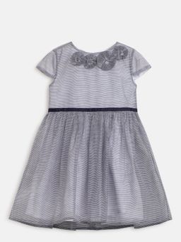 Chicco - Girls Grey Stripes Short Sleeve Dress