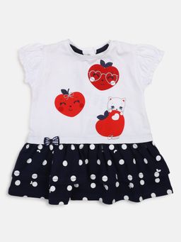 Chicco - Girls White Printed Short Sleeve Dress