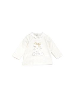 Chicco - Girls Light Off White Embroidered Long Sleeve T-Shirt