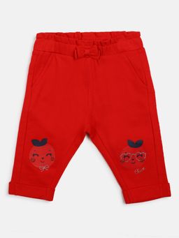 Chicco - Girls Medium Red Printed Long Trouser