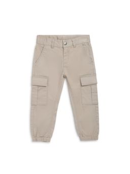 Chicco - Boys Medium Beige Solid Long Cargo Joggers