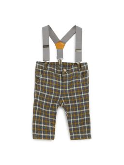 Chicco - Boys Dark Grey Checkered Long Trouser with Belt (Set of 2)