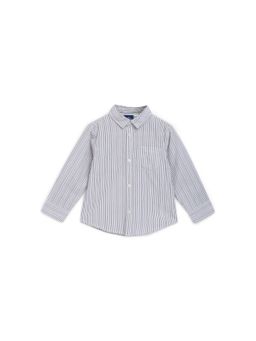 Chicco - Boys White Striped Woven Long Sleeve Shirt