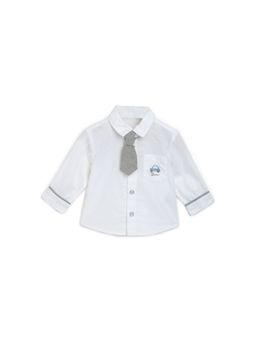 Chicco - Boys Off White Long Sleeve Shirt with Tie (Set of 2)