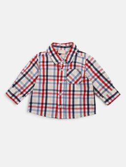 Chicco - Boys White & Red Checkered Long Sleeve Shirt