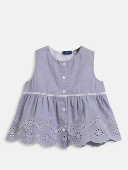Chicco - Girls Blue Self Design Sleeveless Top