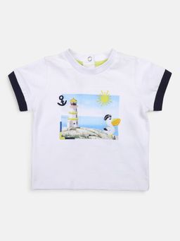 Chicco - Boys White Graphic Printed Short Sleeve T-Shirt