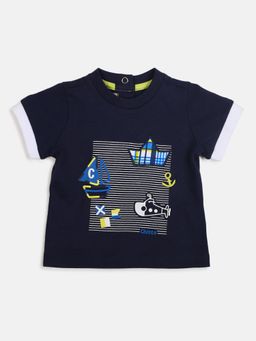 Chicco - Boys Navy Blue Graphic Printed Short Sleeve T-Shirt