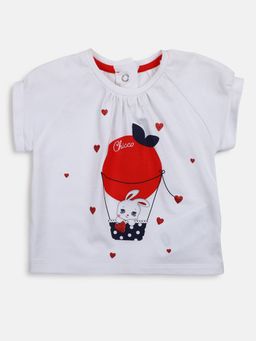 Chicco - Girls White Printed Short Sleeve Top
