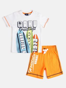 Chicco - Boys Multi-Color Printed T-Shirt With Shorts (Set of 2)