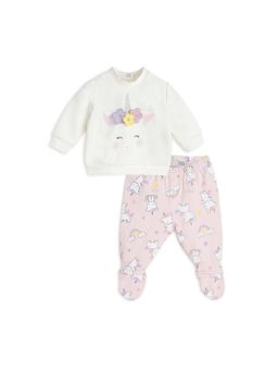 Chicco - Girls Multi-Color Embroidery T-Shirt With Pant (Set of 2)