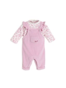 Chicco - Girls Light Pink Printed Bodysuit With Long Dungaree (Set of 2)