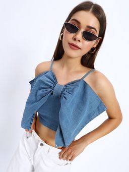 SUGERCANDY - Denim Front Bow Cami Top