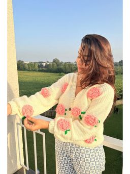 SUGERCANDY - Pink Cream Rose Cardigan