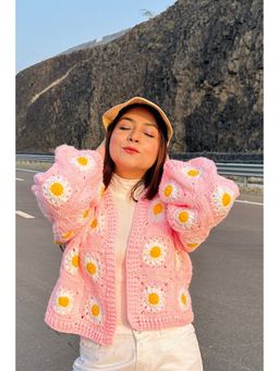 SUGERCANDY - Pink Picnic Crochet Cardigan