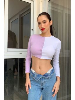 SUGERCANDY - Lilac Two Tone Cardigan Crop Top