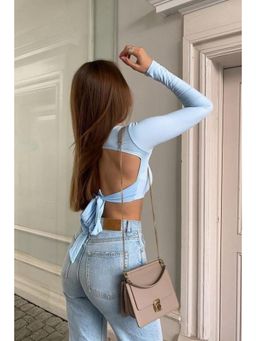 SUGERCANDY - Backless Blue Cami Crop Top