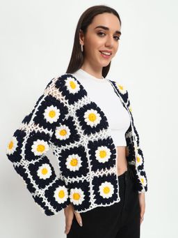 SUGERCANDY - Navy Blue Pookie Daisy Cardigan