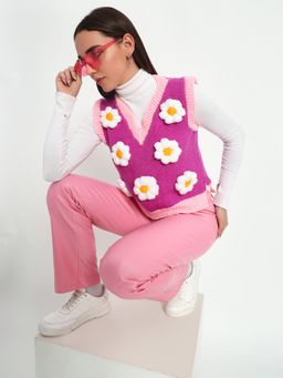 SUGERCANDY - Seoul Pink Daisy Sweater