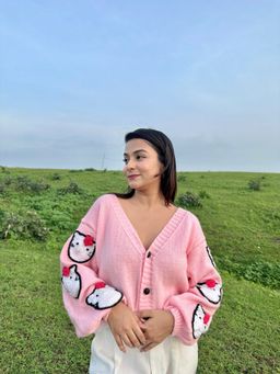 SUGERCANDY - Pink Kitty Heart Cardigan