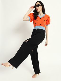 SUGERCANDY - Orange Crop Handmade Vest Sweater