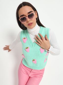 SUGERCANDY - Strawberry Handmade Vest Sweater