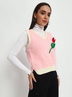 SUGERCANDY - Classy Rose Handmade Vest Sweater