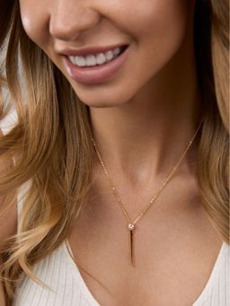 MINUTIAE - Gold Plated Solitaire Javelined Pendant Necklace for Women and Girls