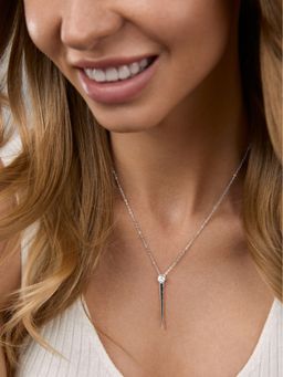 MINUTIAE - Silver Plated Solitaire Javelined Pendant Necklace for Women and Girls