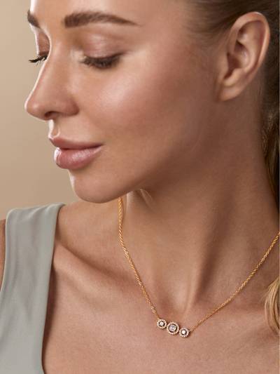 Gold Plated Trilogy Solitaire Pendant Necklace for Women and Girls