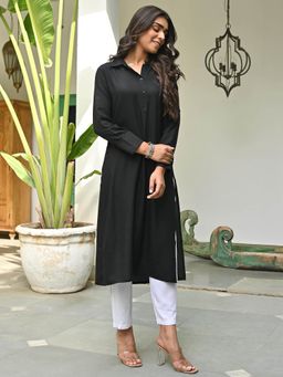 Lavanya The Label - Black Rayon Kurta Pant (Set of 2)