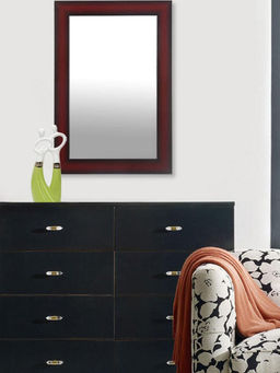 At Home by Nilkamal - Spain Synthetic Wood Rectangular Small Mirror (Brown)