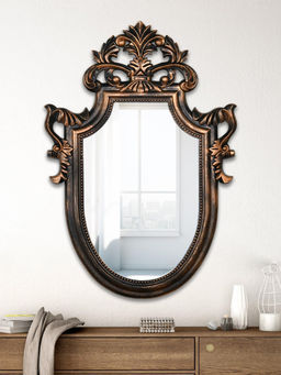 At Home by Nilkamal - Emphora Decorative Plastic Frame Mirror (Brown & Gold)