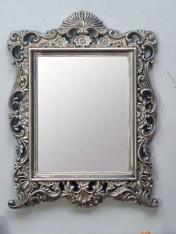 At Home by Nilkamal - Mughal Rectanglular Plastic Frame Mirror (Silver)