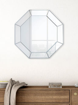 At Home by Nilkamal - Honeycomb Hexagonal Decorative Mirror (Silver)