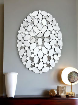 At Home by Nilkamal - Bubbles Oval Decorative Glass Mirror (Silver)