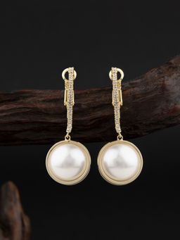 E2O - Gold Plated Pearl Crafted Contemporary Drop Earring