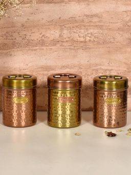 Living With Elan - Stainless Steel Round Chai, Cheeni & Kaffee -800 Ml Each, Set Of 3