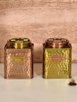 Living With Elan - Dabbahs and Days Square Chai, Cheeni Canister -650 Ml Each, Set Of 2