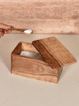 Living With Elan - Dabbahs and Days Rectangular Wooden Salt Box, 500 Gm