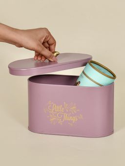 Living With Elan - Gingham and Blooms Pantry Organizer with Tweet Bird Knob -Mauve