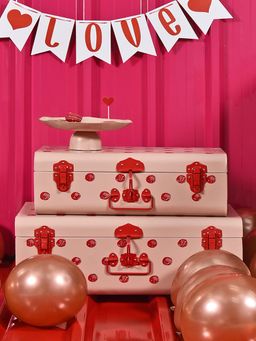 Living With Elan - Polka Charm Storage Trunk Set Of 2 -Nude