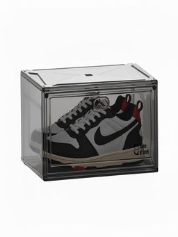 House of Quirk - Shoe Boxes with Magnetic Door Clear Stackable Plastic - Black (Pack Of 2)