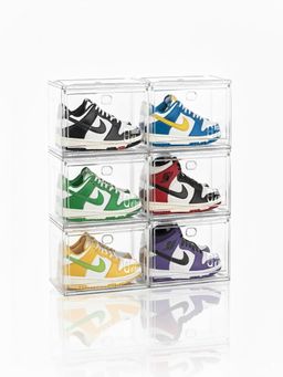 House of Quirk - Shoe Boxes with Magnetic Door Clear Stackable Plastic - White (Pack Of 6)