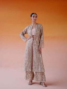 Twenty Nine - Pink Georgette Palazzo With Jaali Mirrorwork