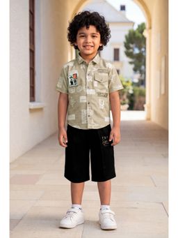 BT DEZINES - Boys Printed Cotton Blend Shirt with Shorts