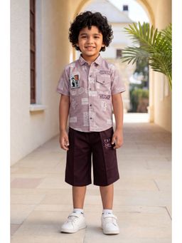 BT DEZINES - Boys Printed Cotton Blend Shirt with Shorts