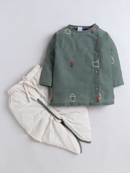 Polka Tots - Boys Embroidered Cotton Kurta with Dhoti