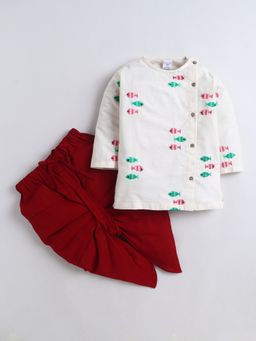 Polka Tots - Boys Embroidered Cotton Kurta with Dhoti