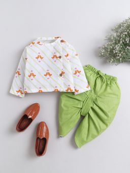 Polka Tots - Boys Printed Cotton Kurta with Dhoti